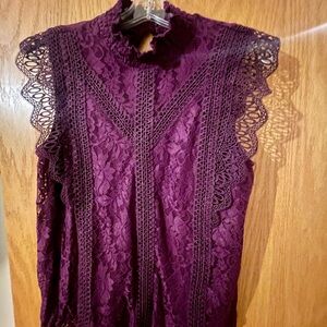 Elegant Purple Lace Sleeveless Top